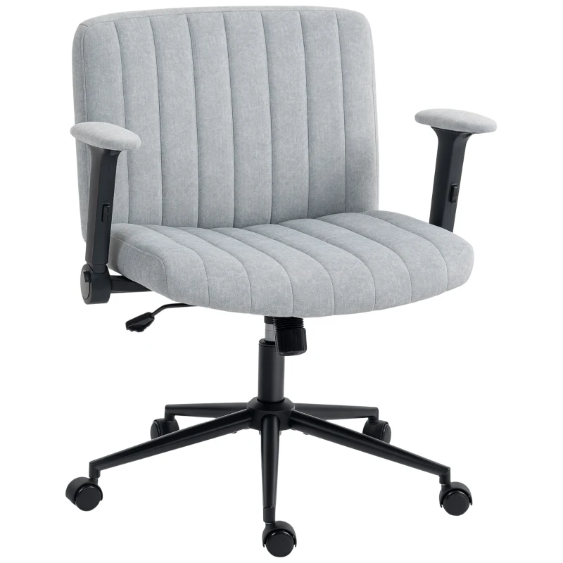 HOMCOM Criss Cross Chair with Flip-up Armrests, Wheels, Wide Office Chair with Adjustable Height, Tilting for Home, Grey