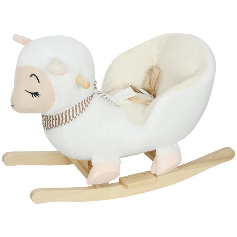 Qaba Baby Rocking Horse, Sheep Rocking Horse with Lullaby Song for Toddlers 18–36 Months, White