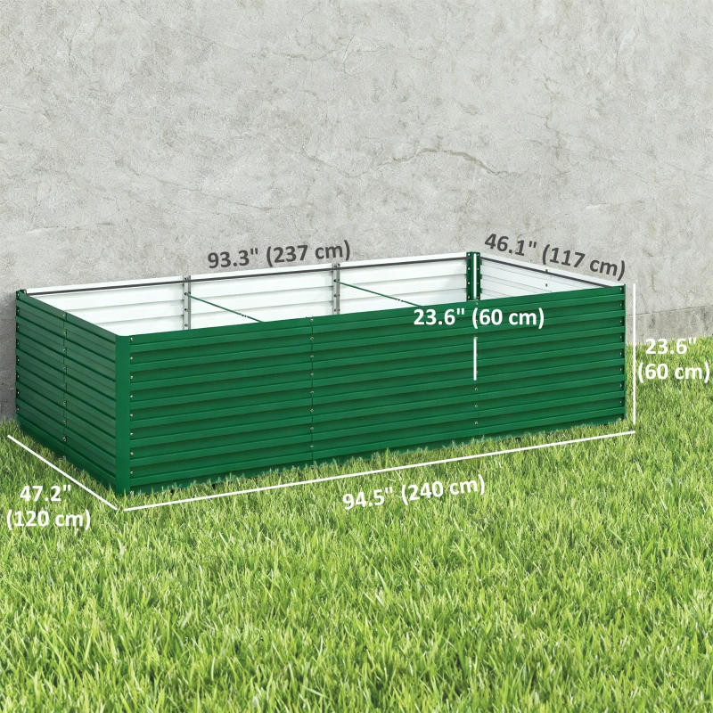 Outsunny 8' x 4' x 2' Raised Garden Bed, Galvanized Planter Box for Growing Flowers, Herbs and Vegetables, Green