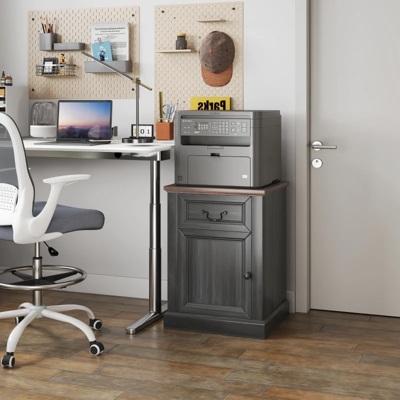 HOMCOM Side Table Set of 2, End Tables with Drawer and Cabinet, Nightstands for Small Spaces, Living Room, Black