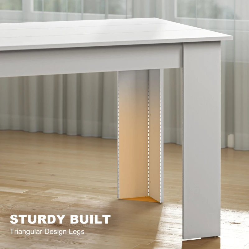 HOMCOM 63" Kitchen Table for 4-6 People, Dining Table with Wood Effect for Dining Room, White