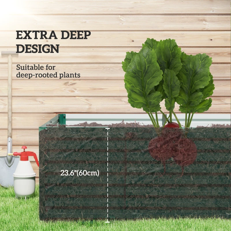Outsunny 8' x 4' x 2' Raised Garden Bed, Galvanized Planter Box for Growing Flowers, Herbs and Vegetables, Green
