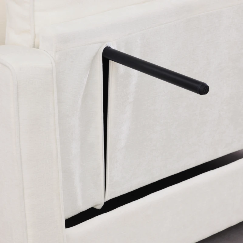 2-Seater Sofa Chaise Lounge with Irregular Curved Armrests, Ergonomic Backrest, Footrest with 2 Throw Pillows, 42.5" L x 32.5" W x 36.5" H, Beige