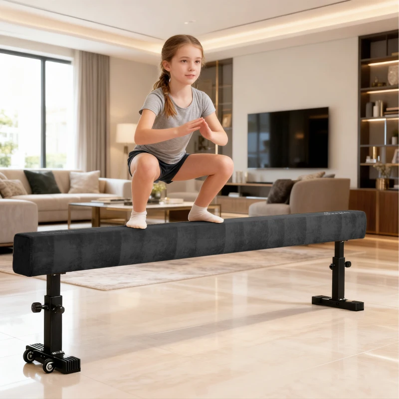 Soozier 7.5ft Adjustable Balance Beam, Gymnastics Beam with Wheels, Gymnastics Equipment for 6+ Years Old Training