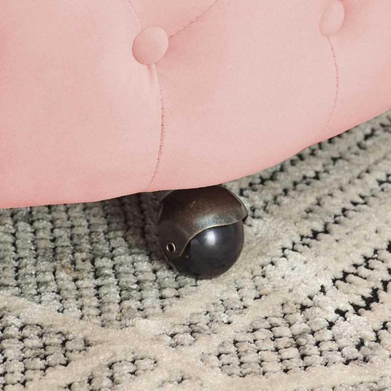 Velvet Upholstered Swivel Chair with Button-Tufted Back, Multi-Density Foam Cushion, Seat with 3 Accent Pillows, 30" L x 30" W x 26" H, Pink