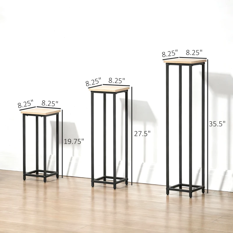 Outsunny Set of 3 Outdoor Plant Stand, Display End Table, Plant Shelf Corner Planter Pot Rack for Indoor Outdoor Home Patio Garden Decor