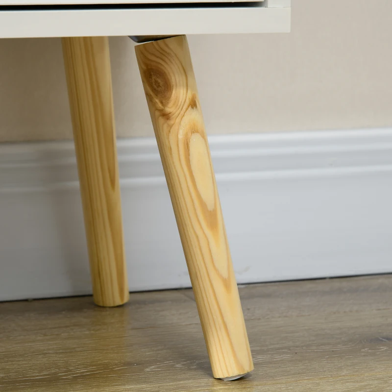 HOMCOM White Dresser for Bedroom with 3 Drawers, Morden Chest of Drawers with Solid Wood Legs and Handles, Storage Organizer for Living Room, White