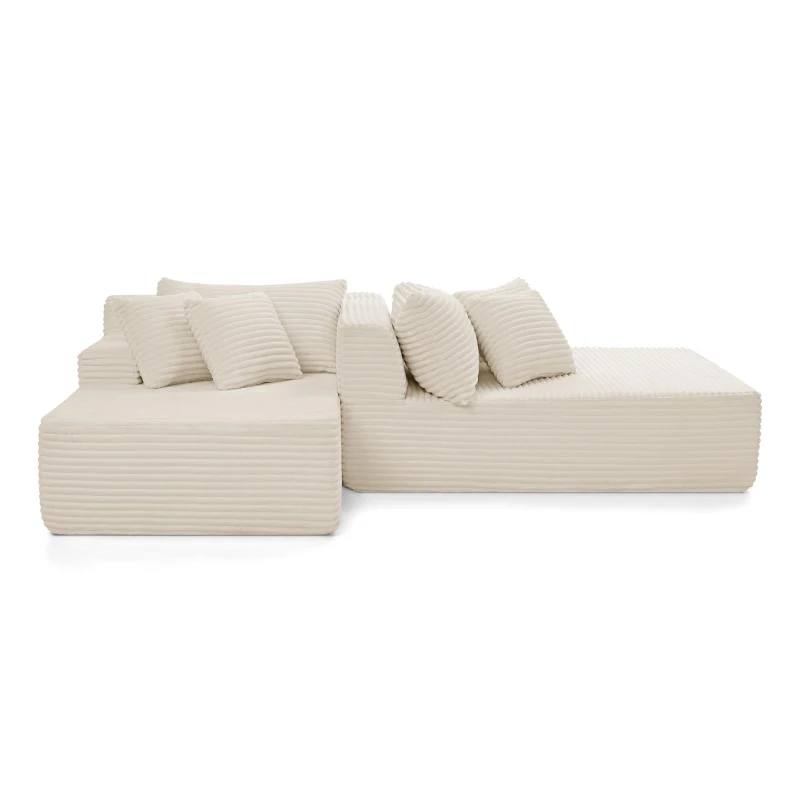 2-Seater Compressed Foam Lounge Sofa with Velvet Fabric and No Wood Frame, Loveseat Ideal for Bedroom, 83" L x 63" W x 25" H, Beige