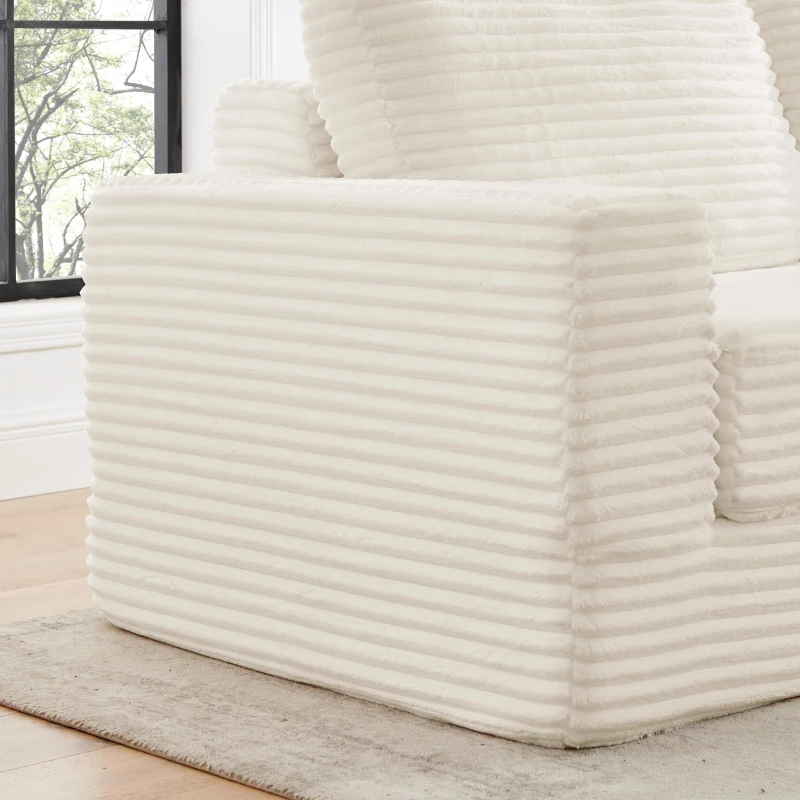 Left-Arm L-Shape Modular Sectional Sofa with Plush Foam-Filled Seats, Modular Sofa Ideal for Living Room, 112.5" L x 62.5-88" W x 28" H, Beige