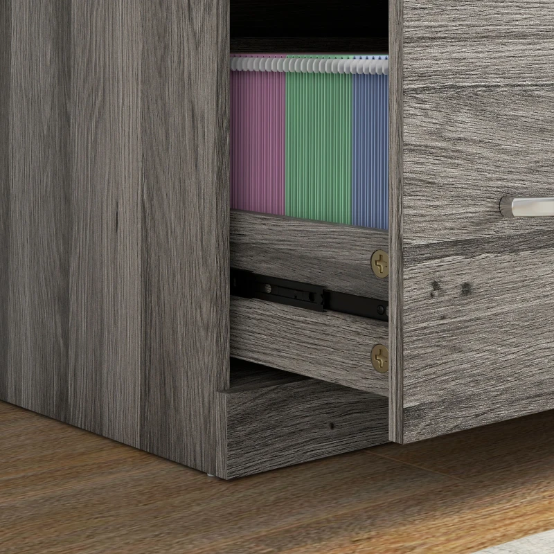 Vinsetto 2 Drawer File Cabinet with Lock, Office Filing Cabinet, Hanging Bar for Letter Size, Home Office, Grey