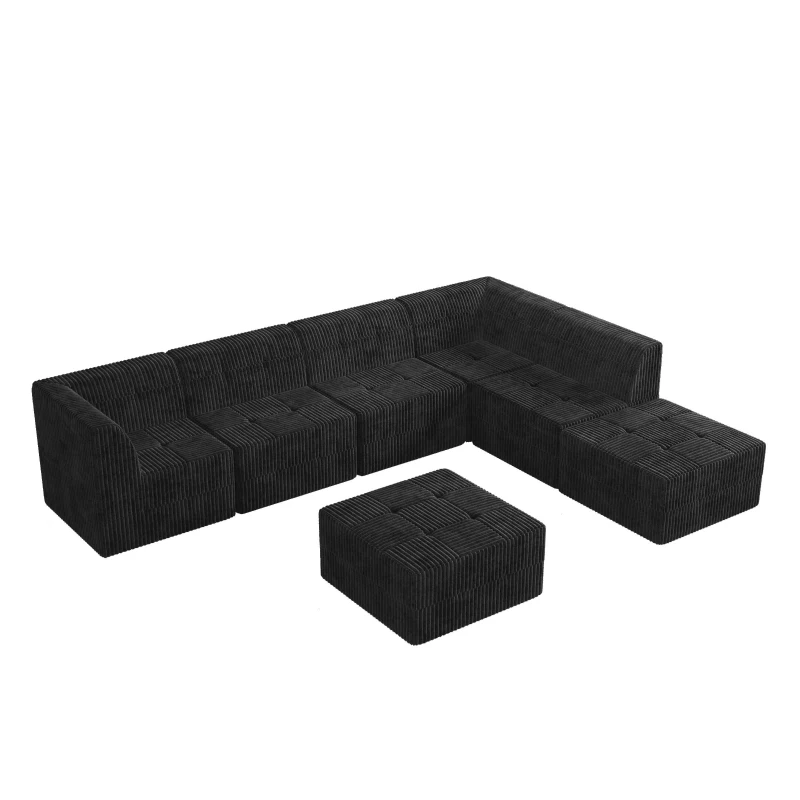 L-Shape Modular Sectional Sofa with Foam-Filled Cushions for Plush Comfort, Reversible Sleeper for Living Room, 130.5" L x 98.5" W x 30" H, Black