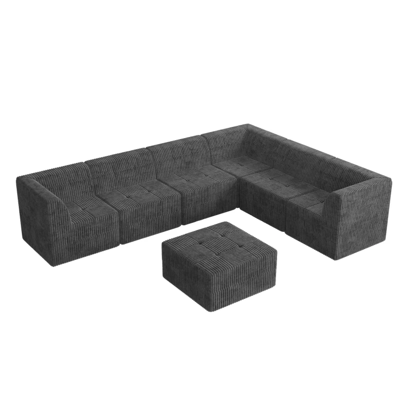 L-Shaped Modular Sectional Sofa with Foam-Filled Spring-Support Cushions, Reversible Sleeper for Living Room, 130.5" L x 97.5" W x 30" H, Grey