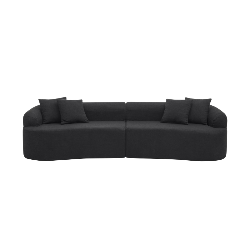 Curved Modular Sectional Sofa with Lambswool Fabric, One-Piece Foam, Compressed Lounge for Living Room, 104" L x 32.5" W x 27" H, Black