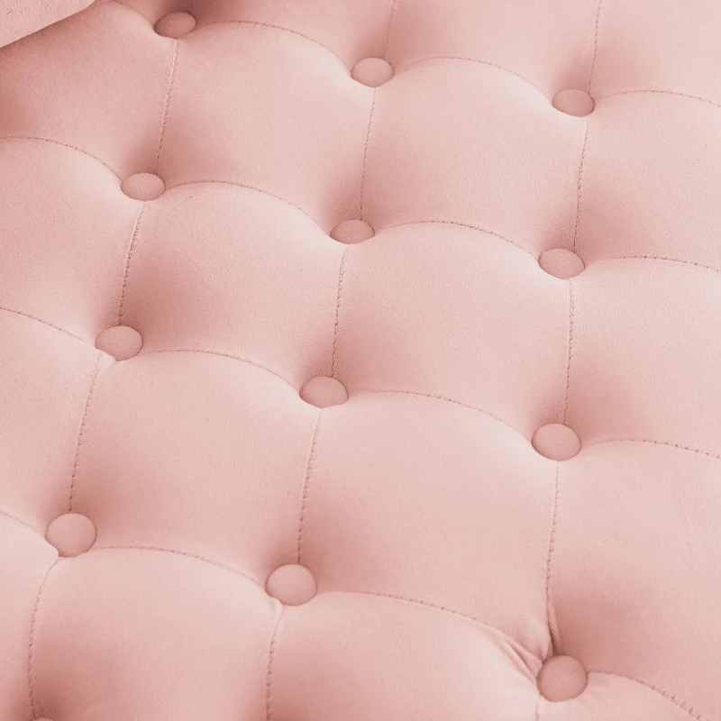 Velvet Upholstered Swivel Chair with Button-Tufted Back, Multi-Density Foam Cushion, Seat with 3 Accent Pillows, 30" L x 30" W x 26" H, Pink