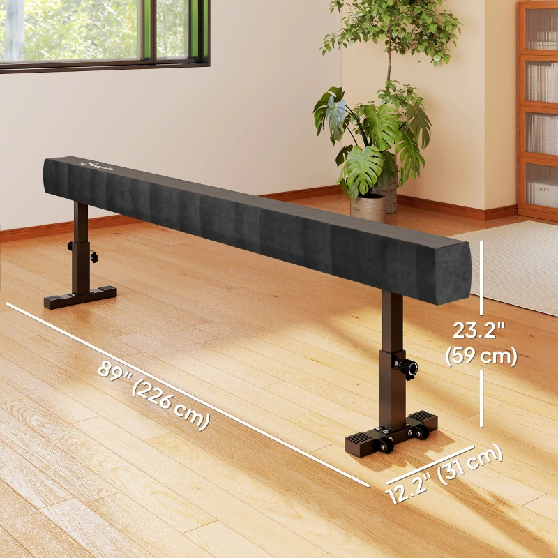 Soozier 7.5ft Adjustable Balance Beam, Gymnastics Beam with Wheels, Gymnastics Equipment for 6+ Years Old Training