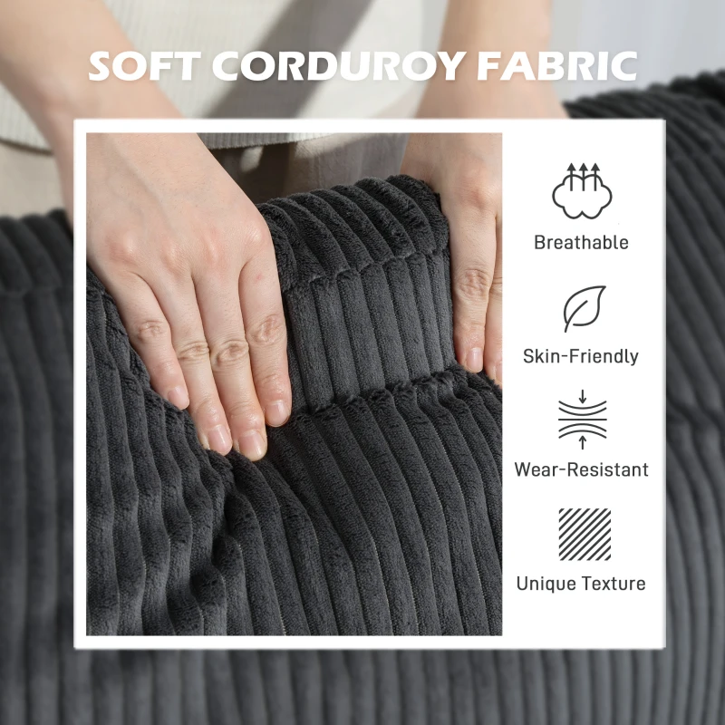 HOMCOM L Shaped Couch, L Shape Sofa with Chaise Lounge and Spring Cushion for Living Room, Bedroom, Charcoal Grey