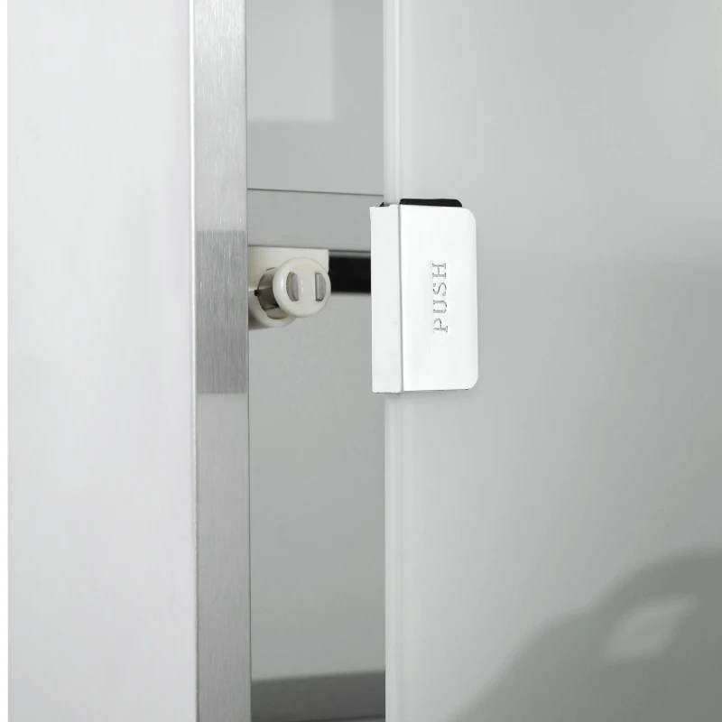 HOMCOM Wall Mount Medicine Cabinet, Bathroom Cabinet with 4 Tier Shelves, Stainless Steel Frame and Glass Door, Lockable with 2 Keys, Silver, 12" x 23.5"