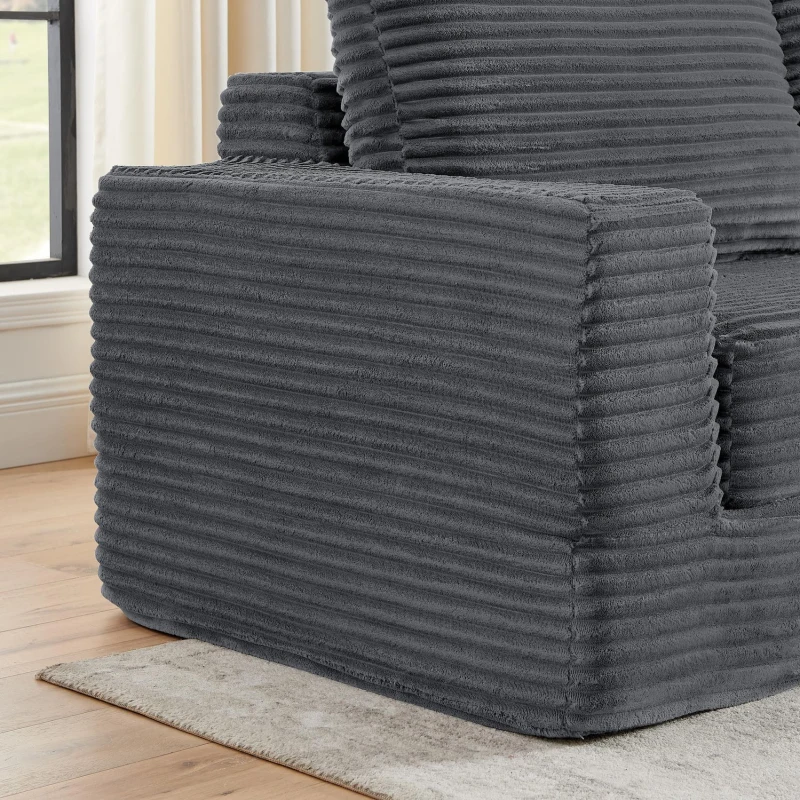 Left-Arm L-Shape Modular Sectional Sofa with Plush Foam-Filled Seats, Modular Sofa Ideal for Living Room, 112.5" L x 62.5-88" W x 28" H, Gray