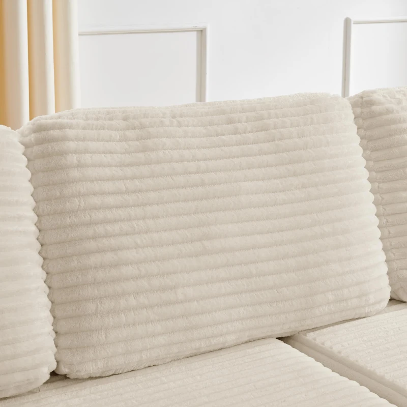 Right-Facing L-Shaped Modular Sectional Sofa with Spring-Supported Seats, Couch for Space-Saving Living, 112.5" L x 62.5" W x 28" H, Beige