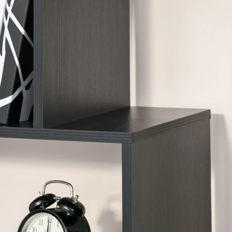 HOMCOM Wooden S Shape Bookcase 6 Shelves Storage Display Home Office Furniture