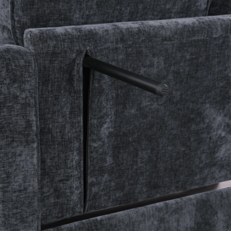 2-Seater Sofa Chaise Lounge with Irregular Curved Armrests, Ergonomic Backrest, Footrest with 2 Throw Pillows, 42.5" L x 32.5" W x 36.5" H, Black