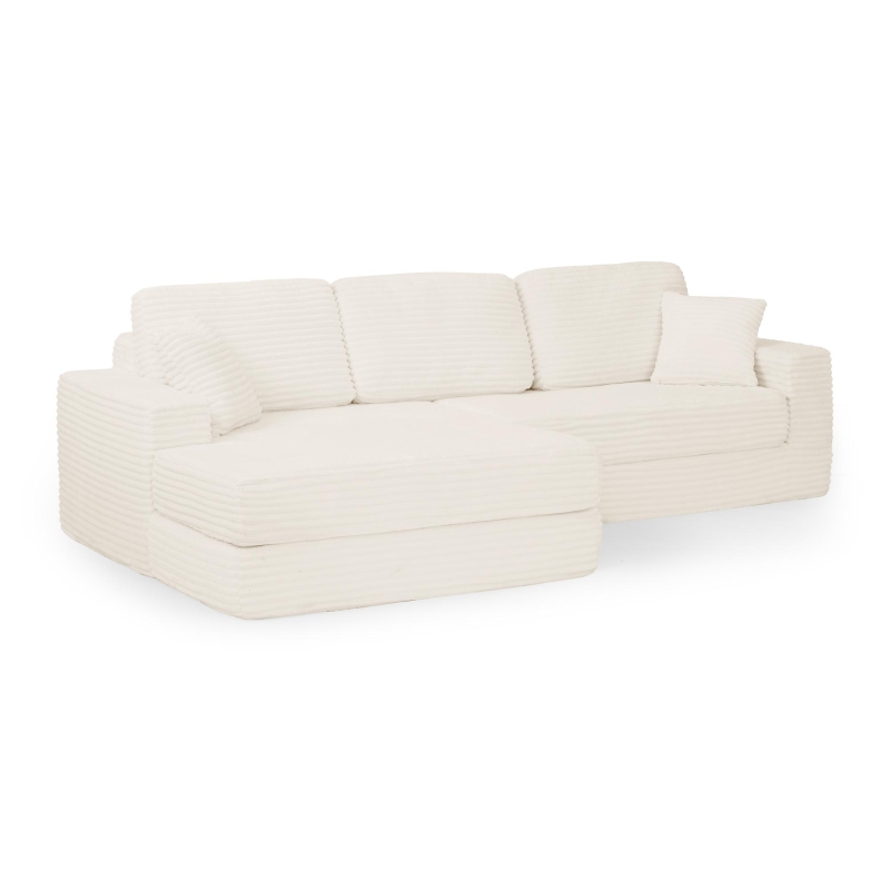 Left-Arm L-Shape Modular Sectional Sofa with Plush Foam-Filled Seats, Modular Sofa Ideal for Living Room, 112.5" L x 62.5-88" W x 28" H, Beige