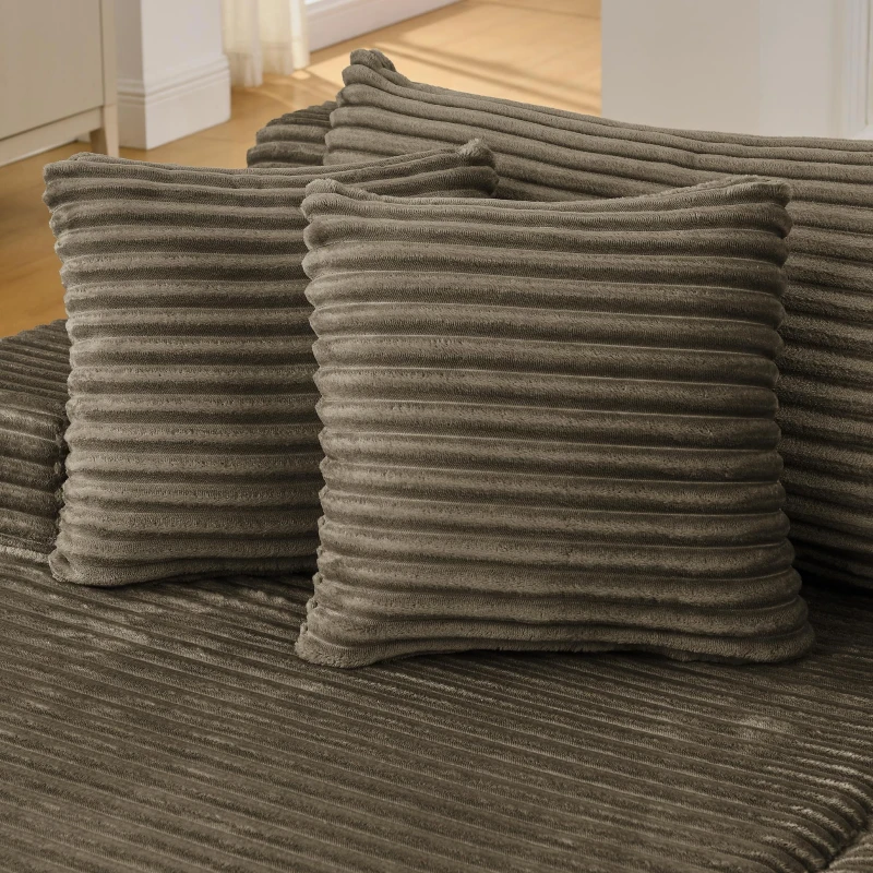 2-Seater Compressed Foam Lounge Sofa with Velvet Fabric and No Wood Frame, Loveseat Ideal for Bedroom, 83" L x 63" W x 25" H, Brown