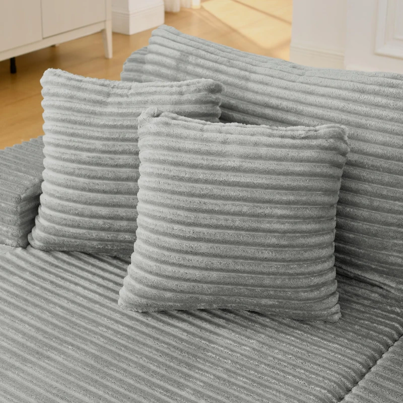 2-Seater Compressed Foam Lounge Sofa with Velvet Fabric and No Wood Frame, Loveseat Ideal for Bedroom, 83" L x 63" W x 25" H, Gray