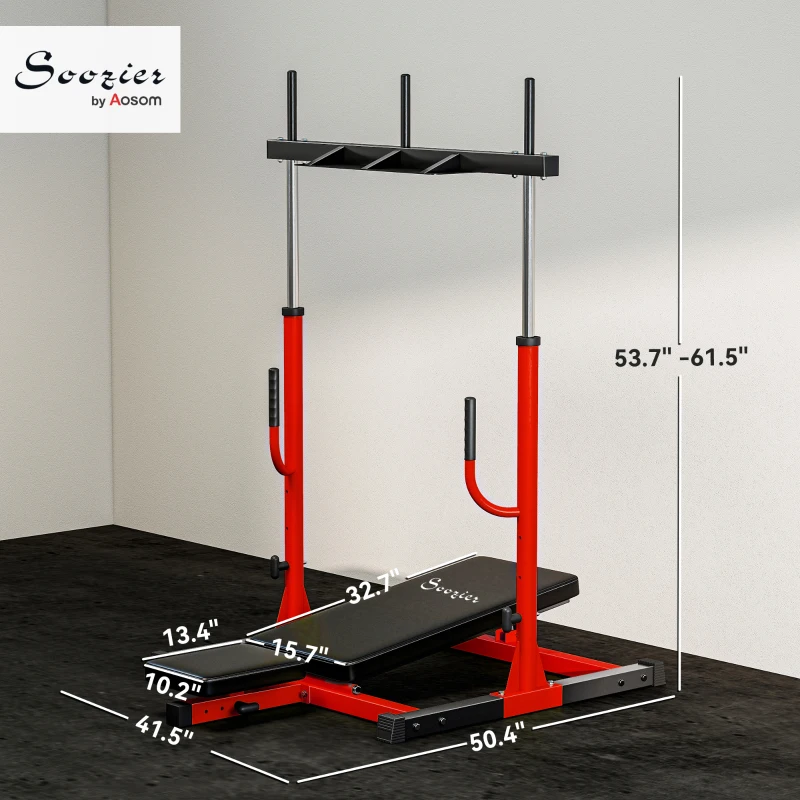 Soozier Vertical Leg Press Machine with Adjustable Leg, Back, and Head Positions, 1" Standard Plate Compatible, Red