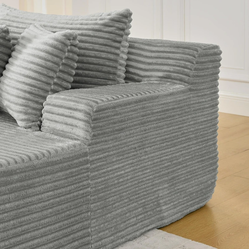 2-Seater Compressed Foam Lounge Sofa with Velvet Fabric and No Wood Frame, Loveseat Ideal for Bedroom, 83" L x 63" W x 25" H, Gray