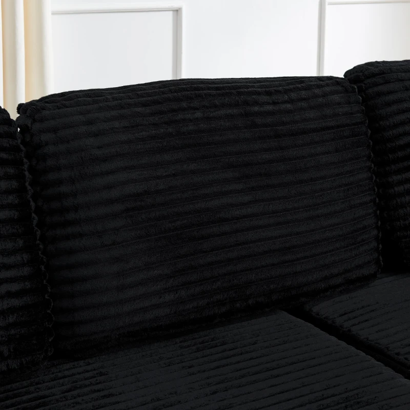 Right-Arm L-Shape Modular Sectional Sofa with Plush Foam-Filled Seats, Modular Sofa Ideal for Living Room, 112.5" L x 62.5-88" W x 28" H, Black