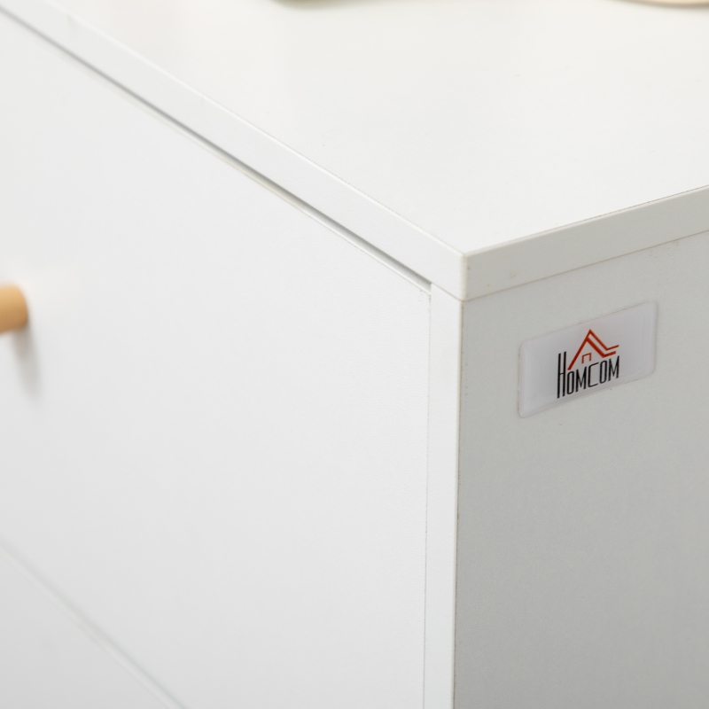 HOMCOM White Dresser for Bedroom with 3 Drawers, Morden Chest of Drawers with Solid Wood Legs and Handles, Storage Organizer for Living Room, White