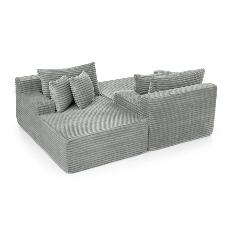2-Seater Compressed Foam Lounge Sofa with Velvet Fabric and No Wood Frame, Loveseat Ideal for Bedroom, 83" L x 63" W x 25" H, Gray