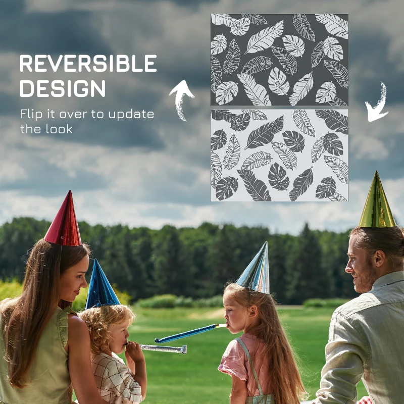 Outsunny Reversible Outdoor RV Rug, Patio Floor Mat, 6' x 9' Plastic Rug for Backyard, Deck, Beach, Camping, Grey and White