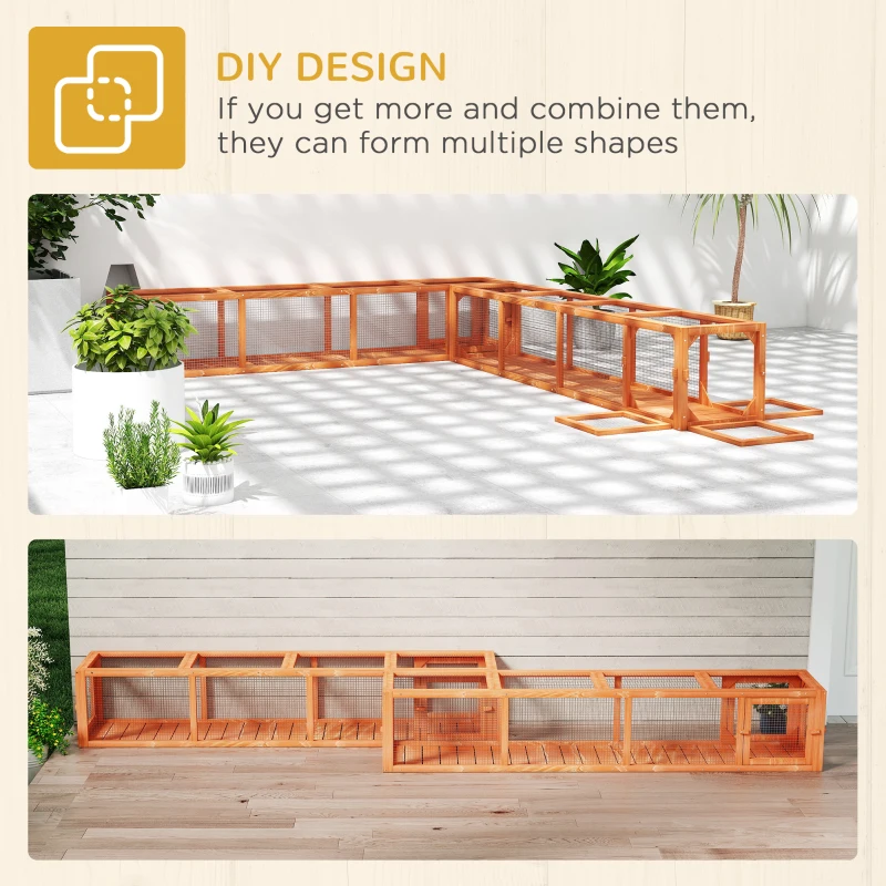 PawHut 79" Long Cat Tunnel, Cat shelter L- Shape with Extendable Design, Cat Enclosure for Indoor/Outdoor Use, Orange