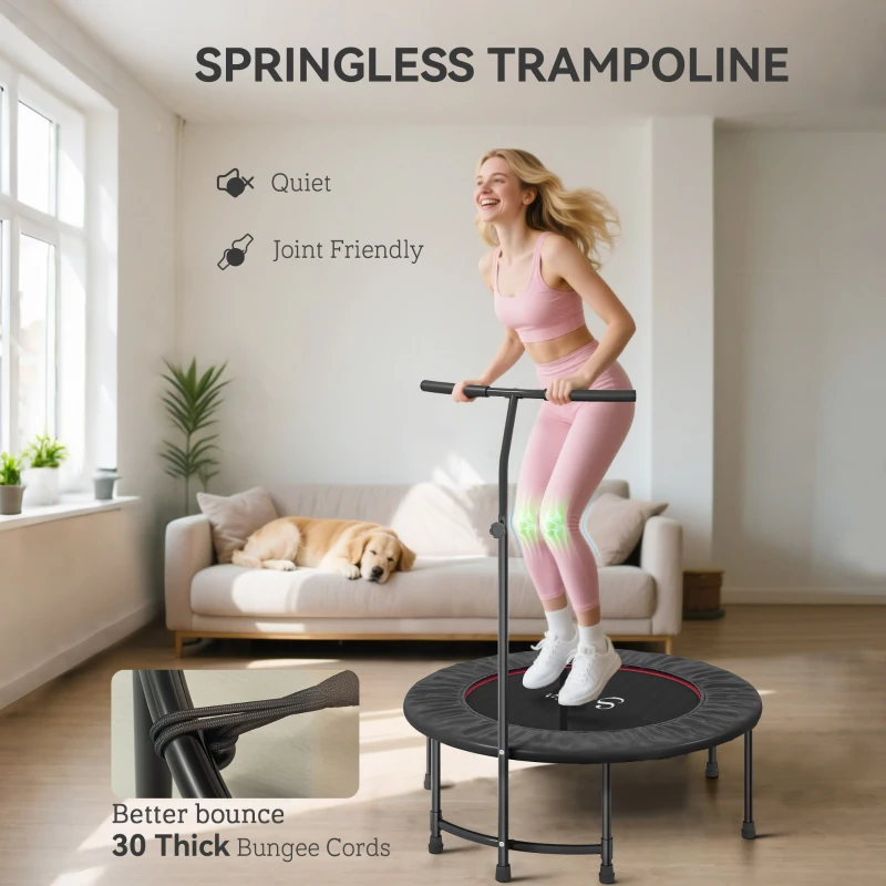 Soozier 39" Mini Exercise Trampoline w/ Adjustable T-Bar Indoor Fitness Rebounder Black