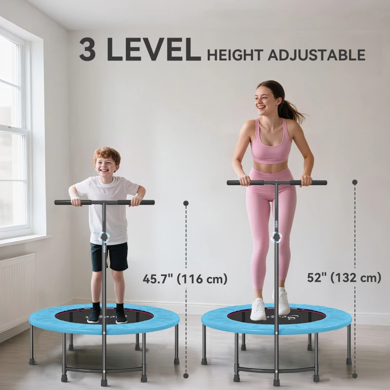 Soozier 39" Mini Exercise Trampoline w/ Adjustable T-Bar Indoor Fitness Rebounder Blue