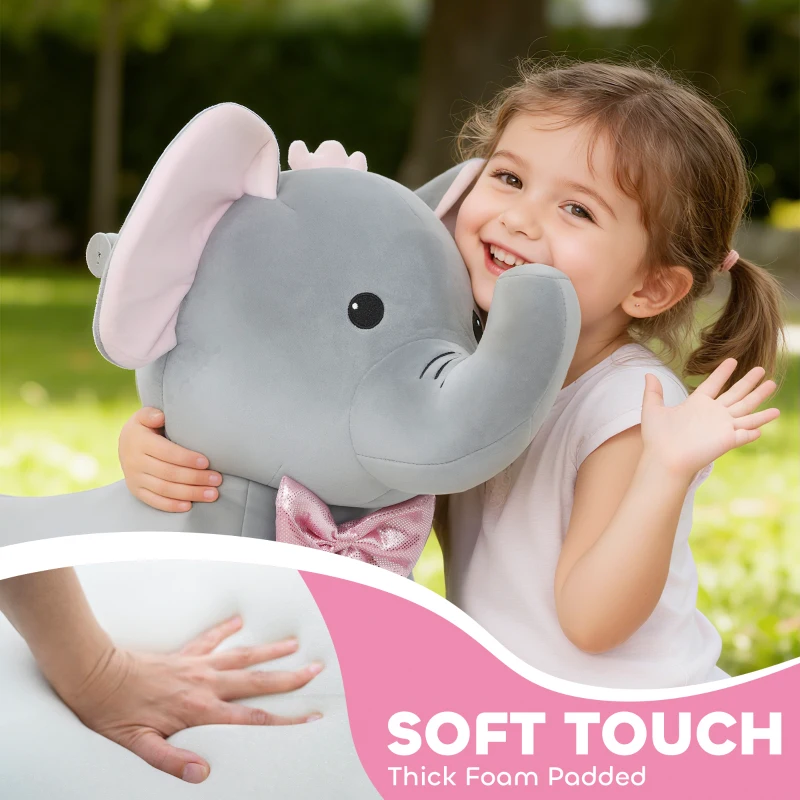 Qaba 6V Kids Ride on Toy, Ride on Horse Elephant with Music, Soft Touch, Silent PU Wheels, Forward, for 1.5-5 Years