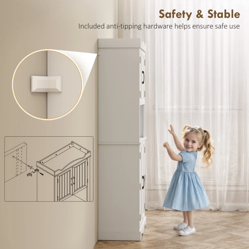 HOMCOM 73" Kitchen Pantry Cabinet, Freestanding Kitchen Hutch with 12 Door Shelves, Adjustable Shelves, Microwave Stand, White