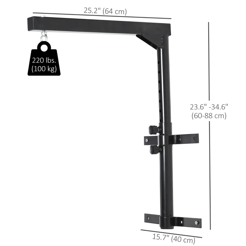 Soozier 220lbs Wall Mounted Punching Bag Hanger, Adjustable Height Punching Bag Holder for Boxing and MMA Training