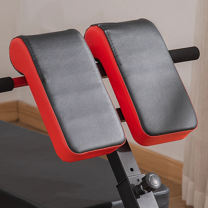 Soozier Adjustable Weight Bench Roman Chair Exercise Training Multi-Functional Hyper Extension Bench Dumbbell Bench Ab Sit up Decline Flat Black and Red