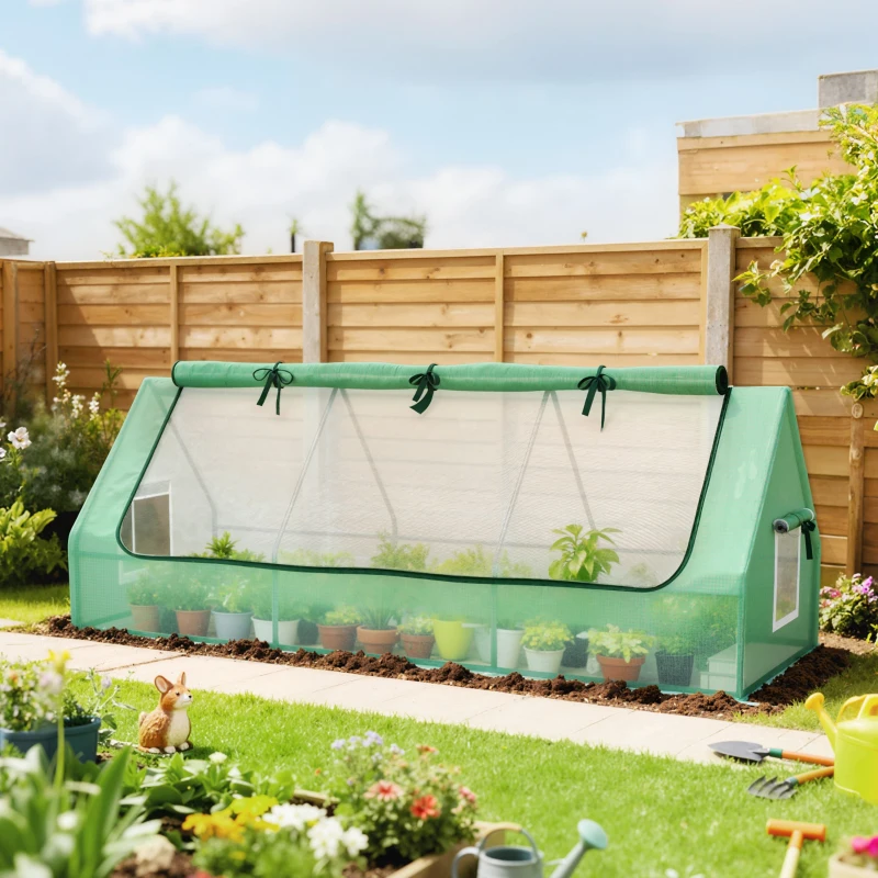 Outsunny Portable Mini Greenhouse with Mesh Windows for Indoor and Outdoor, 94.5" x 35.4" x 35.4", Green
