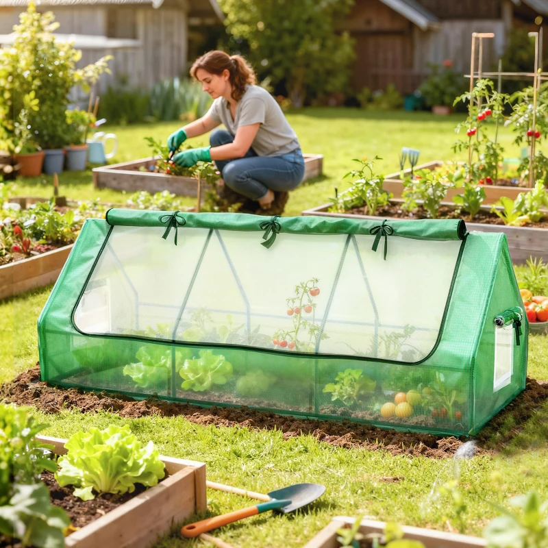 Outsunny Portable Mini Greenhouse with Mesh Windows for Indoor and Outdoor, 94.5" x 35.4" x 35.4", Green