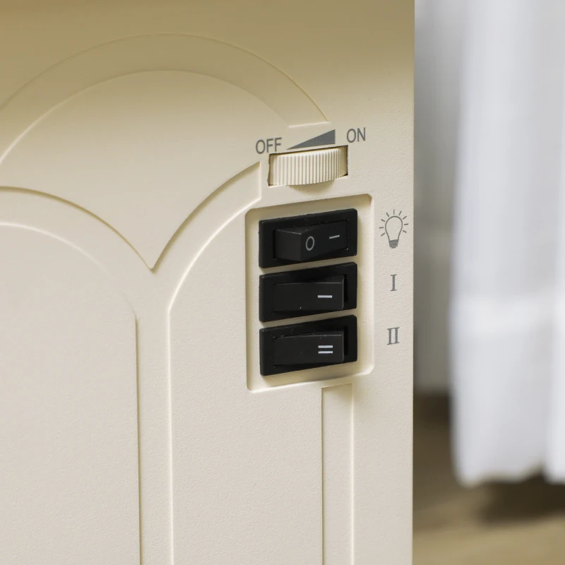 HOMCOM Electric Fireplace Heater, Freestanding Fireplace Stove with Realistic Logs and Flame Effect, 750W/1500W, Beige