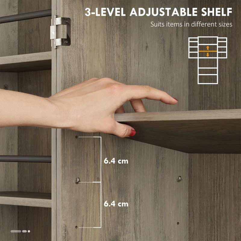 HOMCOM 72" Kitchen Pantry Cabinet, Farmhouse Storage Cabinet with 4 Doors, Drawer, 8 Door Shelves and Adjustable Shelf, Grey