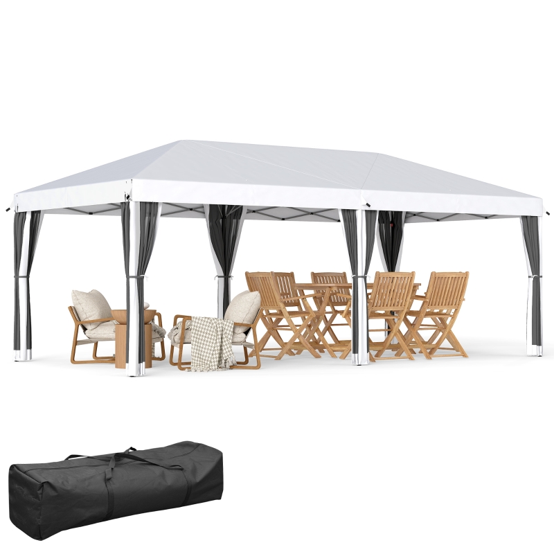 Outsunny 10x20 Pop Up Canopy Tent, Cream White| Aosom.com
