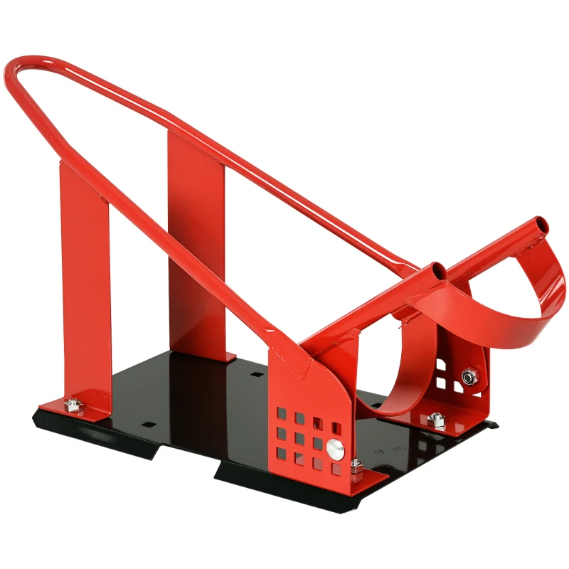 HOMCOM Motorcycle Wheel Chock with 12 Adjustable Pre-Drilled Holes, 990 lbs Capacity, Red