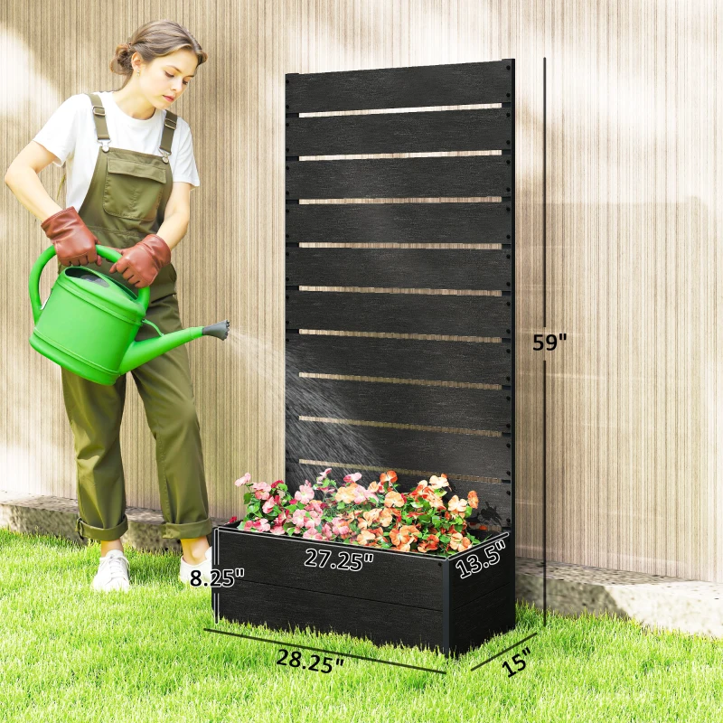Outsunny Trellis Planter for Climbing Plants, Raised Garden Bed with Trellis, Planter Box for Outdoor, 28.25" x 15" x 59", Black