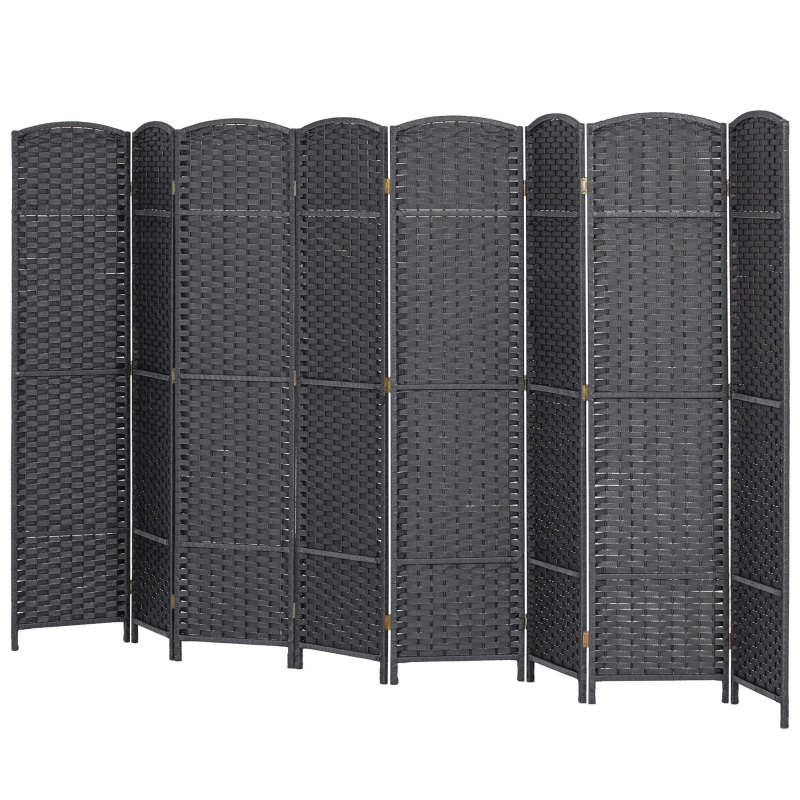 HOMCOM Folding Room Divider Screen 8 Panel 5.6' Tall Privacy Screen Freestanding Room Partition for Home Office, Charcoal Gray