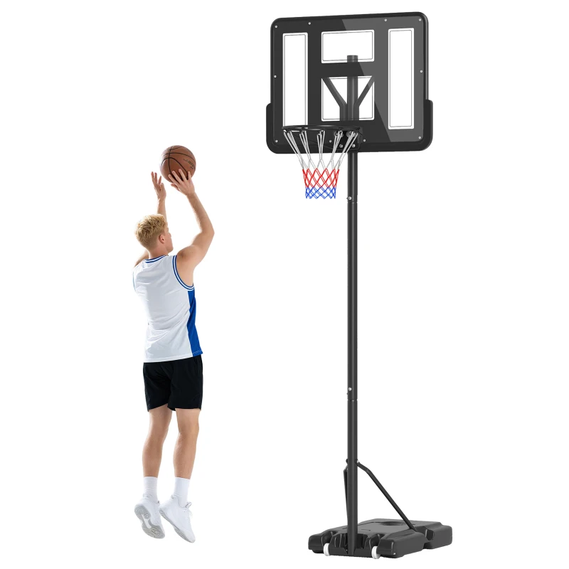 Soozier Basketball Hoop Outdoor, 4.6-10ft Portable Basketball Goal with Wheels and 43" Backboard, for Teenagers Youth Adults